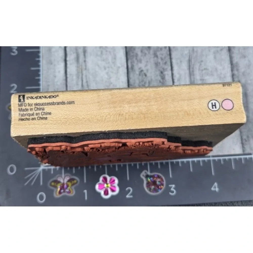 Inkadinkado Wine Glass Grapes Cheese Scene Rubber Stamp Wood #K55